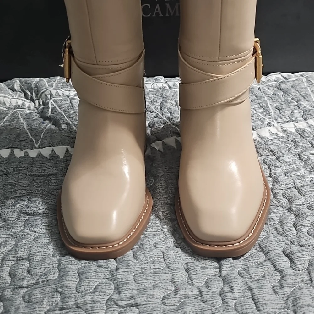 Vince Camuto Womens Gini4 Extra Wide Calf Knee High Boot In Soft Buff (Beige) 5W